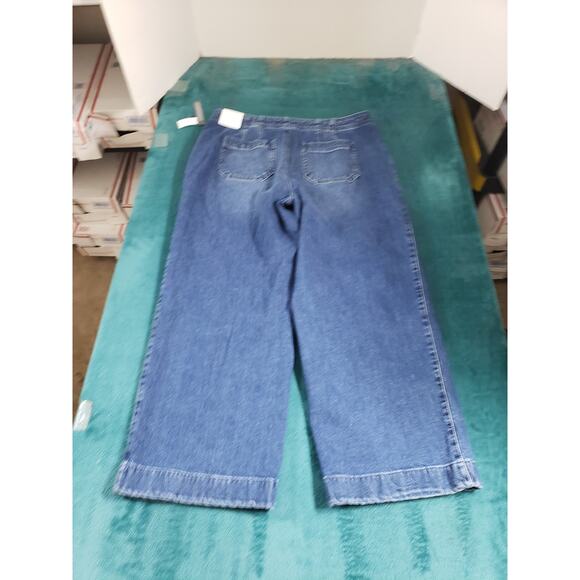 Talbots Jeans Size 8 Womens Blue Pants Stretch Ladies Mid Rise Wide Leg Crop NWT - Picture 12 of 15